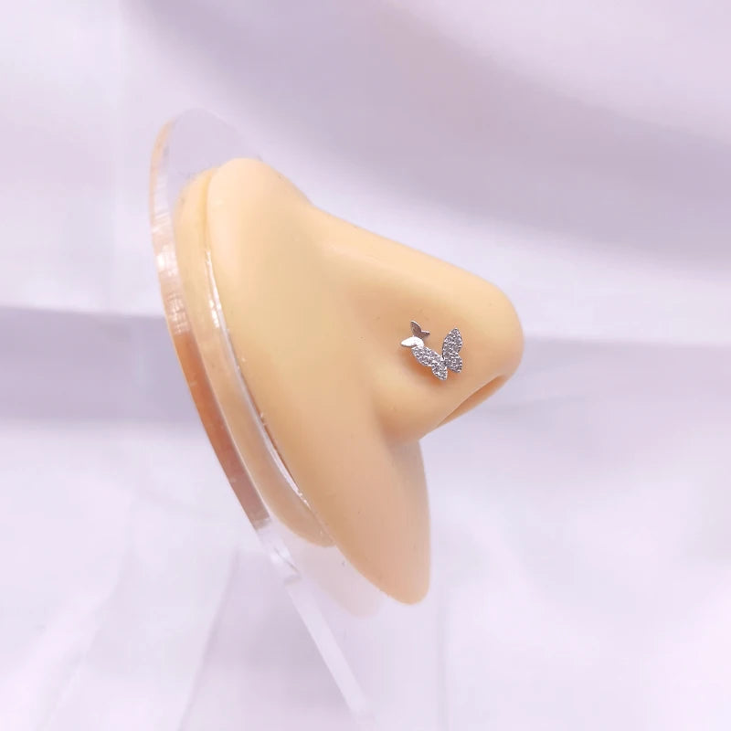 1PC 20G Surgical Steel Nose Studs for Women Exquisite Rings Screw Nose Piercing Jewelry