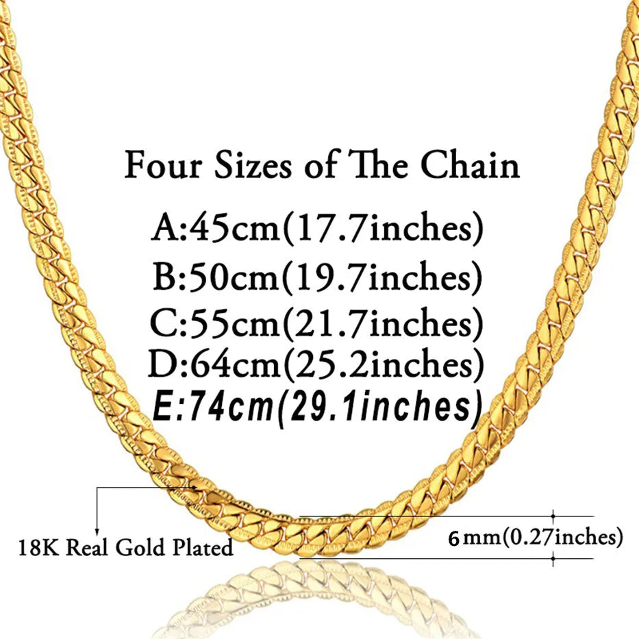 Men's Silver/Gold Color Male 316L Stainless Steel Snake Chain Necklace