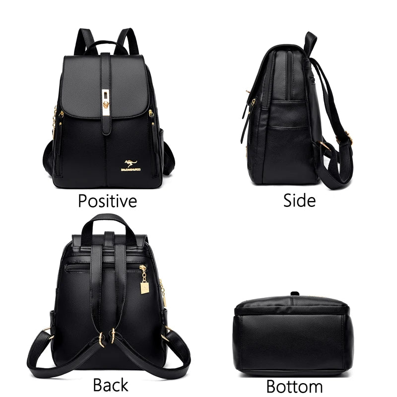 Women Large Capacity Backpack Purses High Quality Leather