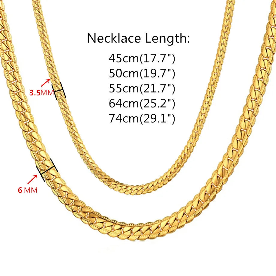 Men's Silver/Gold Color Male 316L Stainless Steel Snake Chain Necklace