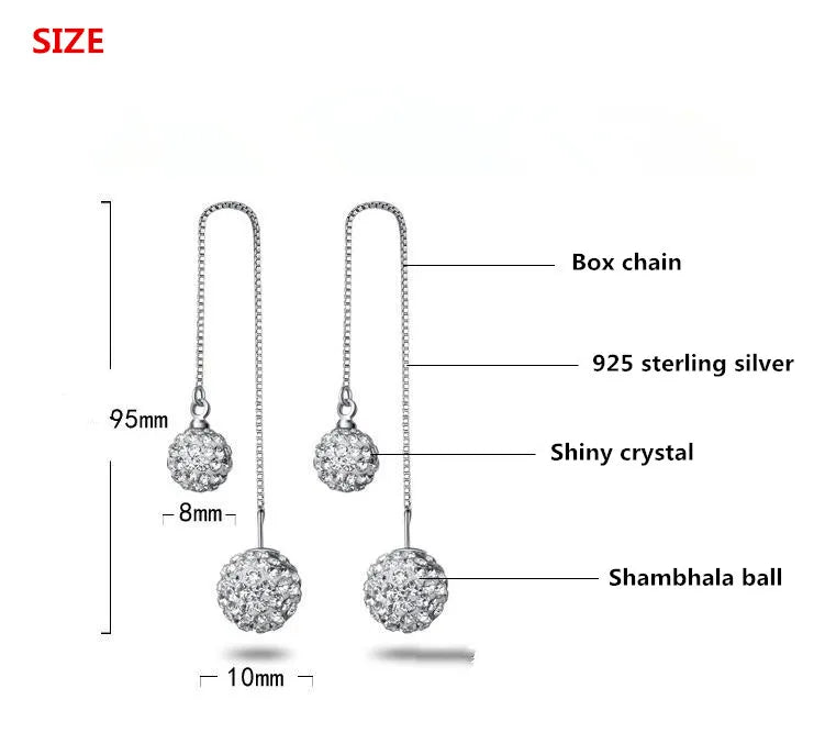 {SALE} 925 Silver Needle Fashion Shiny Crystal Ladies Drop Earrings