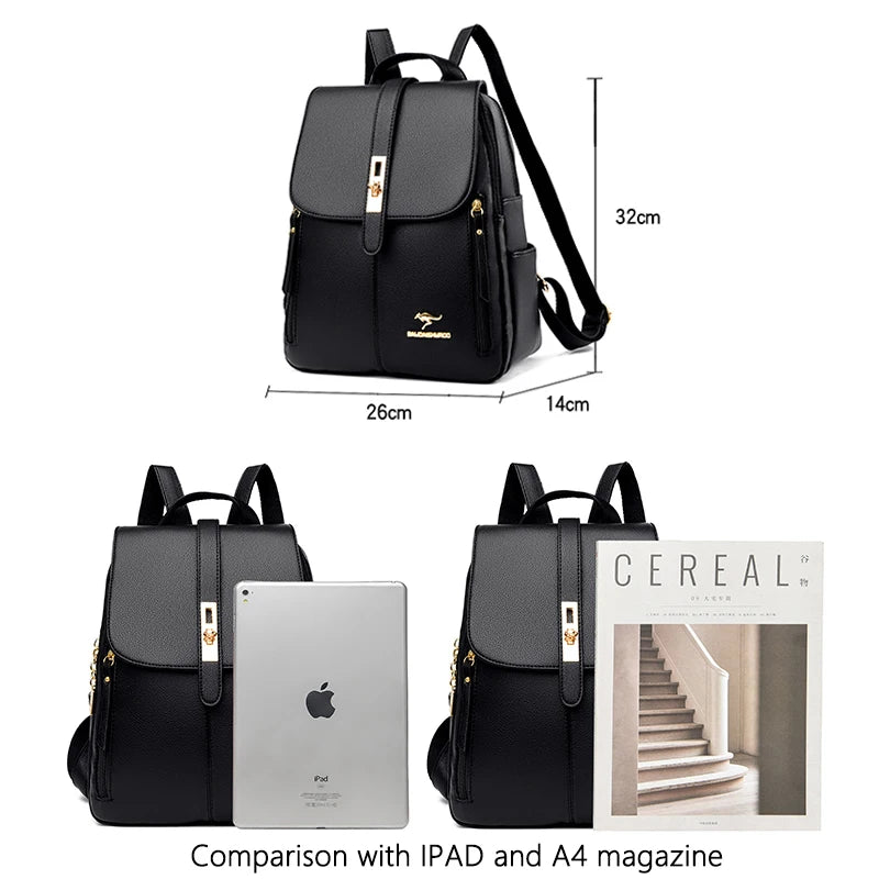 Women Large Capacity Backpack Purses High Quality Leather