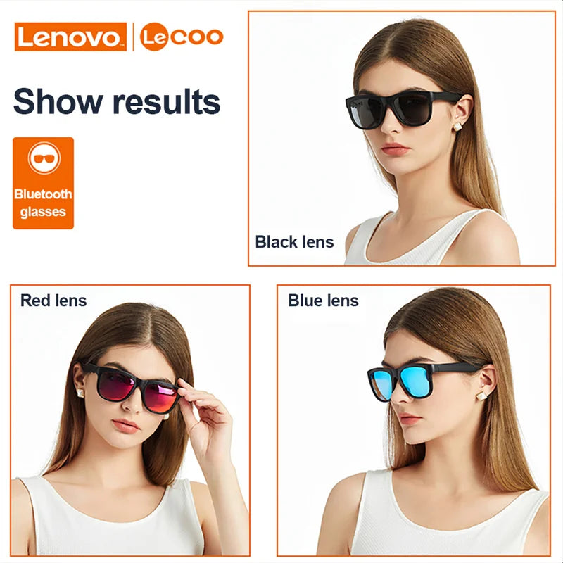 New Lenovo Lecoo C8 Glasses Earphone Wireless Bluetooth 5.0 Headphone Light Weight Sunglasses