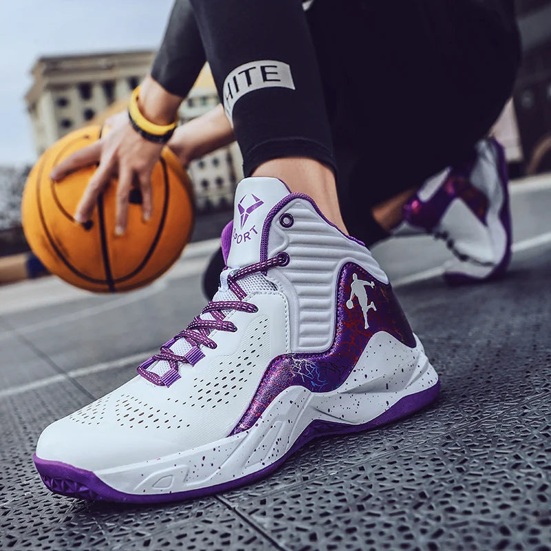 Fashion Purple Basketball Shoes Breathable Women Sport Shoes Training High Sneakers