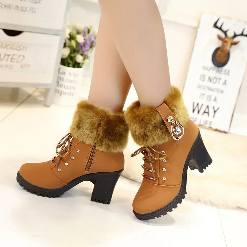 Suede Women Winter Designer Plush High Platform Ankle Boots