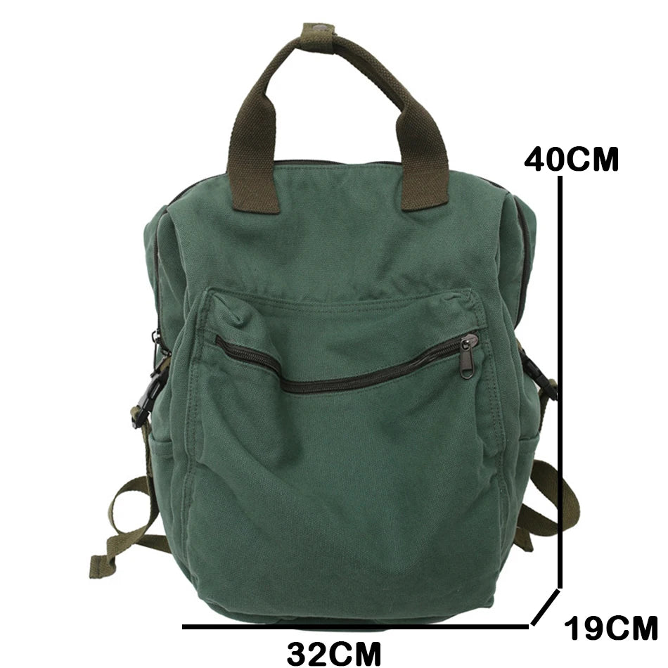 New Solid Color Women Canvas Backpack Men/Women