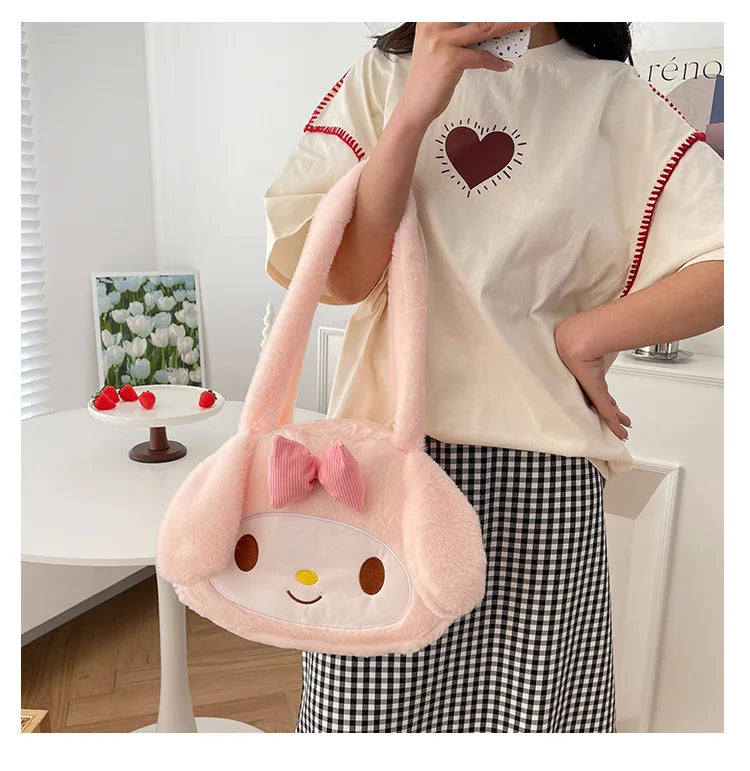 (ON SALE) Kawai Plush Cinnaroll Melody Kurumi Girl's Tote Bag