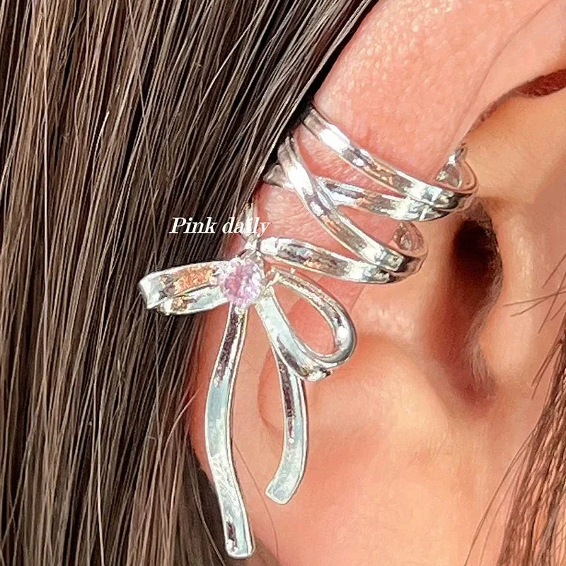 {ON SALE} Girl's Ribbon Aesthetics Ear Clips Ballet Style Bow-knot Ear Cuff