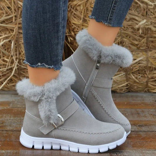 Women Warm Chelsea Snow Boots Casual Plush Suede Ankle Boot