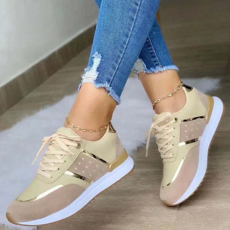 Women Wedges Sneakers Lace Up Breathable Sports Shoes