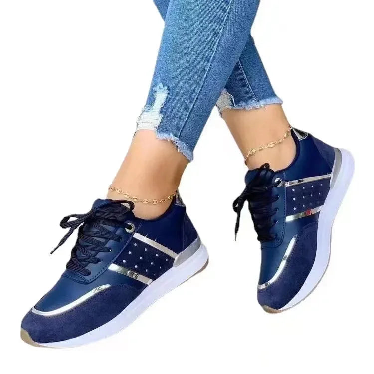 Women Wedges Sneakers Lace Up Breathable Sports Shoes