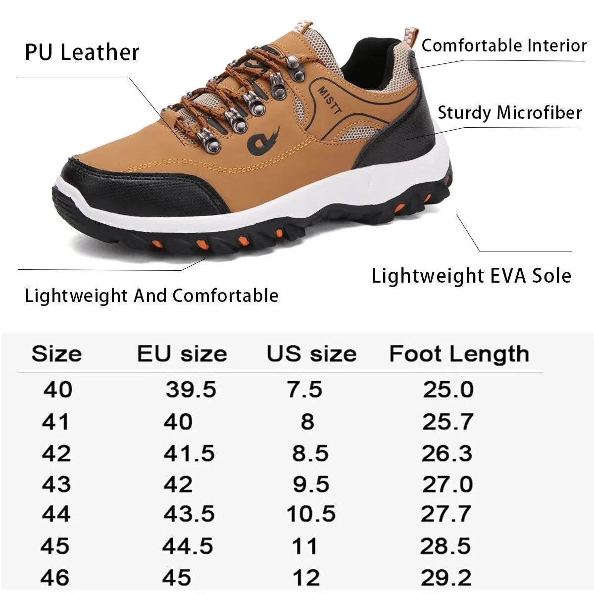 Men's Leather Casual Lightweight Walking Shoe