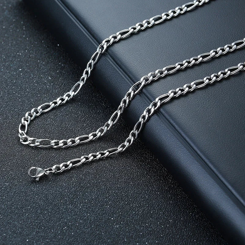 Men's Cross Necklaces, Stainless Steel Layered Rope Box Chain