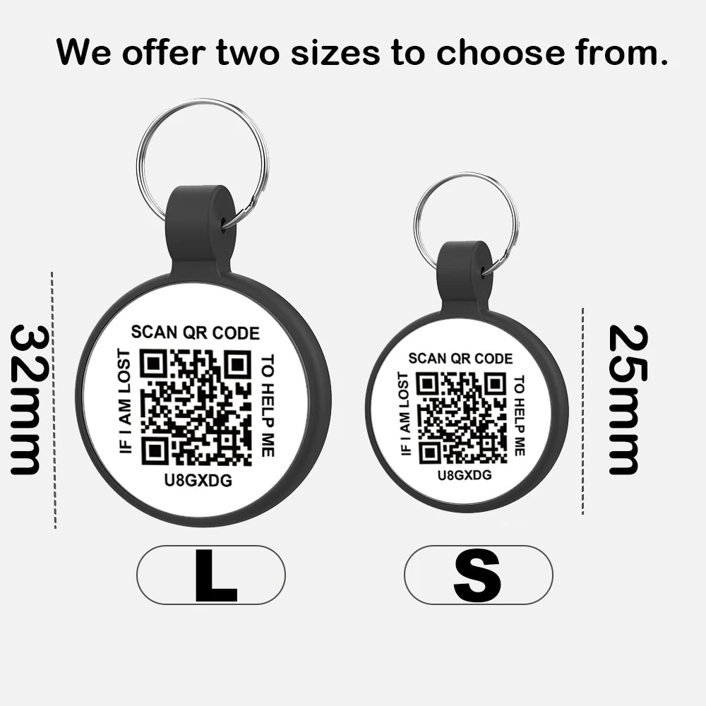 Silicone QR Code Pet ID Tags - Pet Online Profile - Scan QR Receive Instant Pet Location Alert Email