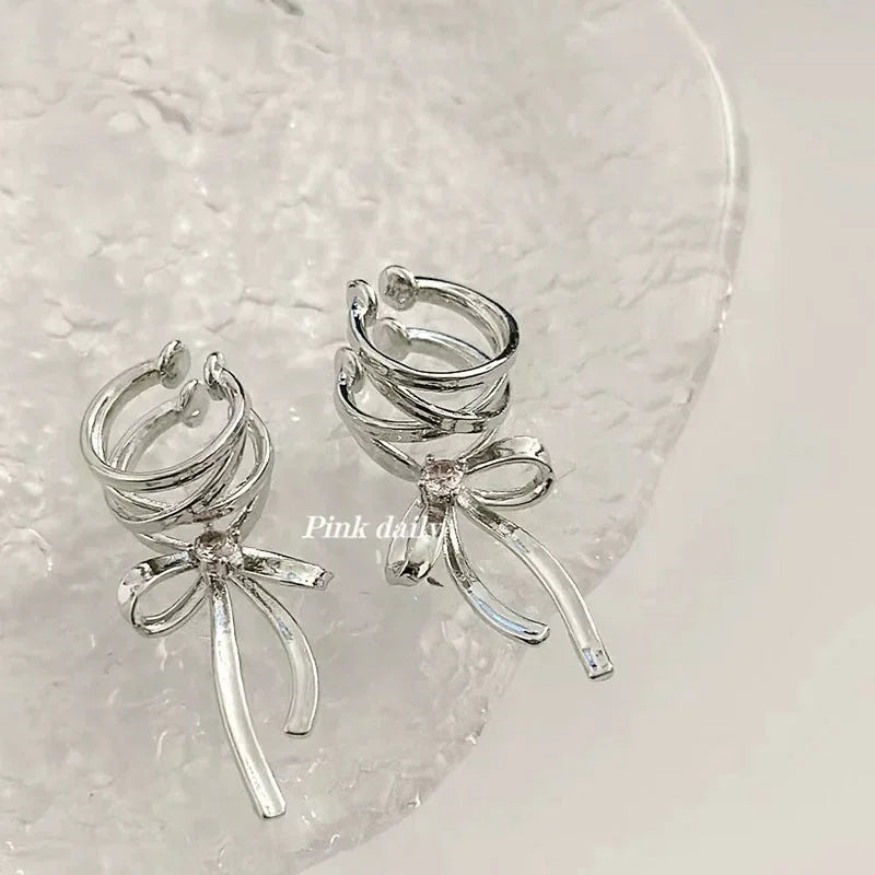 {ON SALE} Girl's Ribbon Aesthetics Ear Clips Ballet Style Bow-knot Ear Cuff