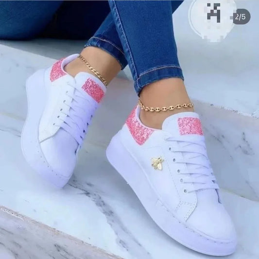 Waterproof White Sneakers for Women Lace Up Casual Flat Sport