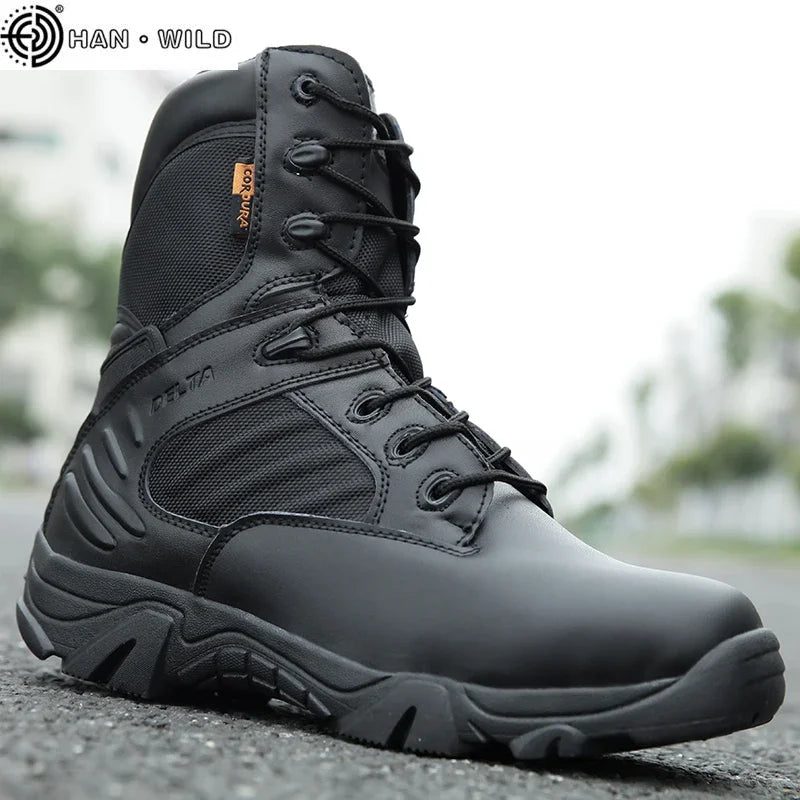 Tactical Men's Boots Special Force Leather Waterproof Desert Combat Ankle Boot Work Boots