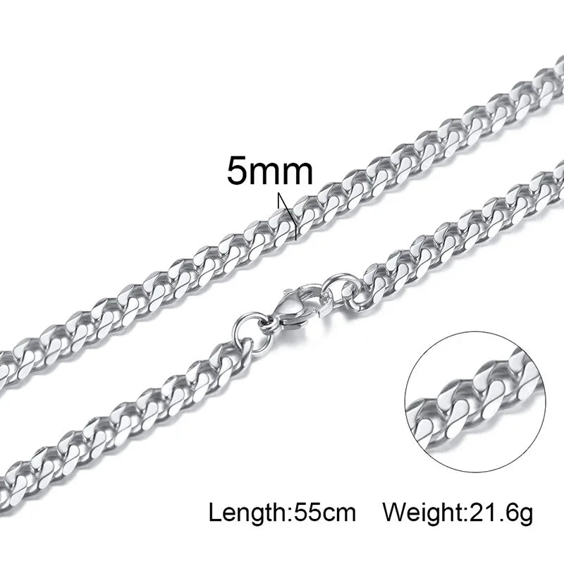 Men's Cross Necklaces, Stainless Steel Layered Rope Box Chain