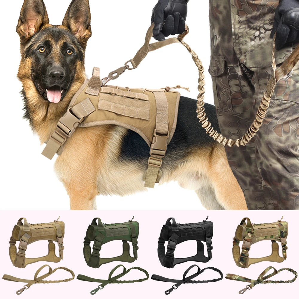 Dog Training Tactical Harnesses Working Dog Vest Bungee Leash