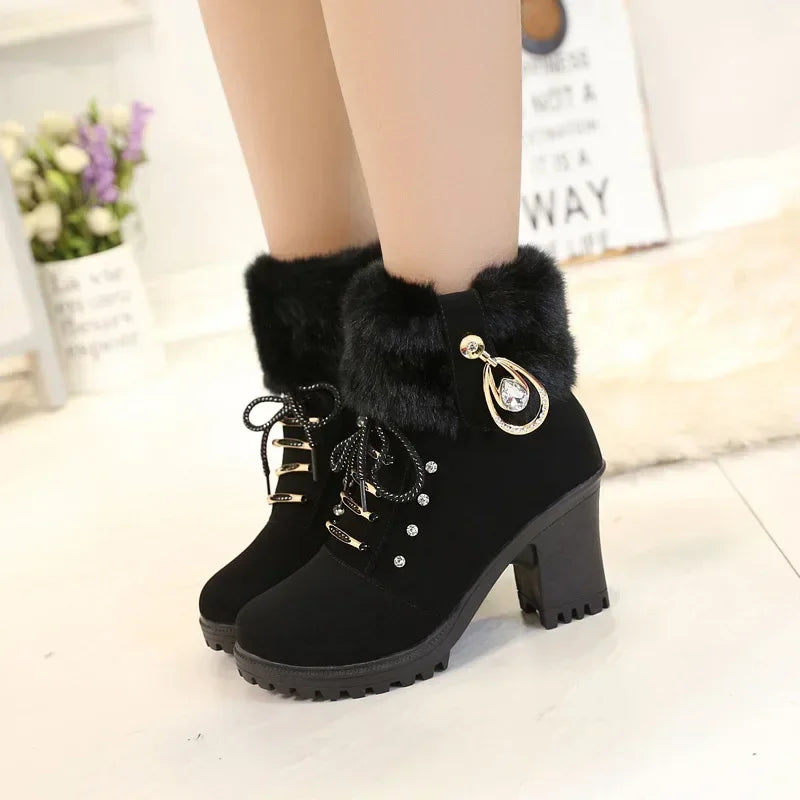 Suede Women Winter Designer Plush High Platform Ankle Boots