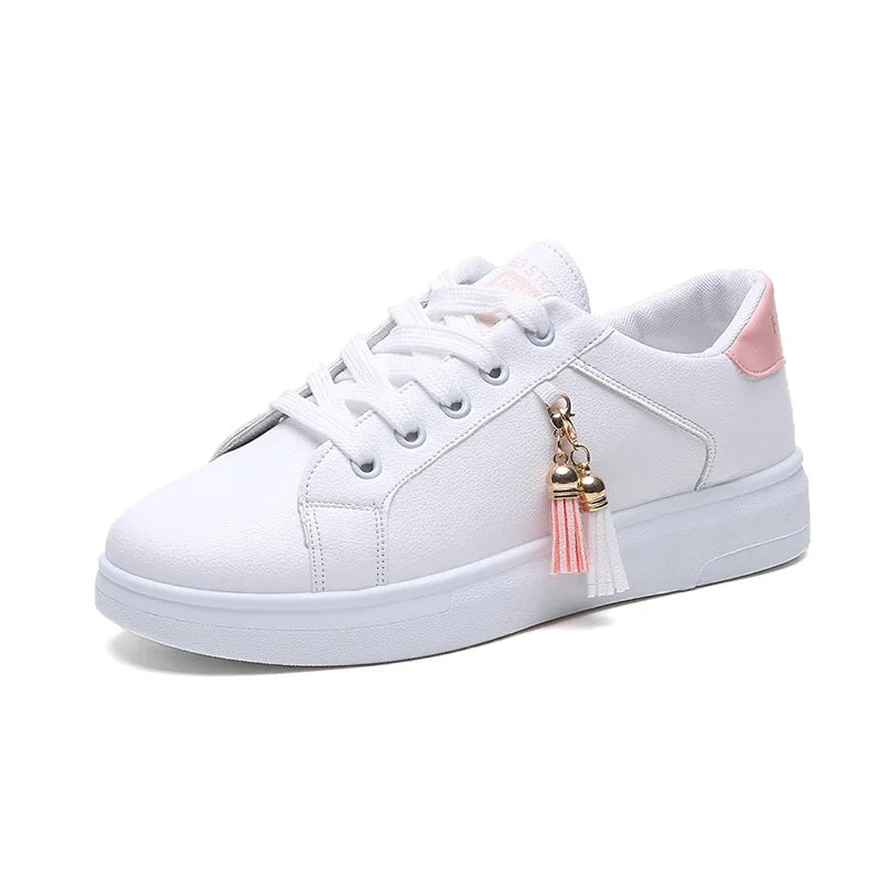 Women Sneakers 2024 White Fringe Fashion Comfortable Casual Shoes Lightweight Lace-up And Breathable