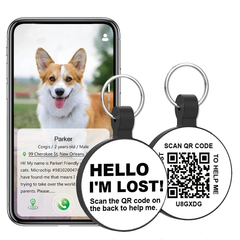 Silicone QR Code Pet ID Tags - Pet Online Profile - Scan QR Receive Instant Pet Location Alert Email