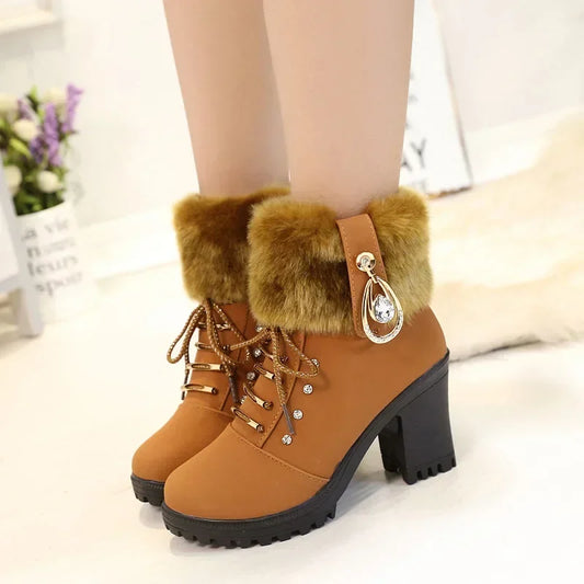 Suede Women Winter Designer Plush High Platform Ankle Boots