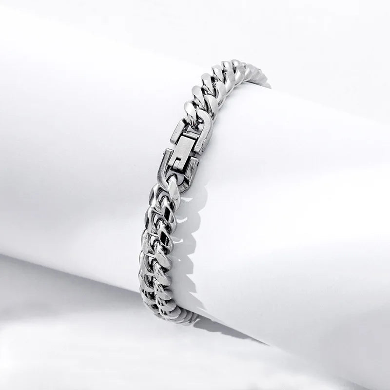 Cross border domineering titanium steel buckle bracelet