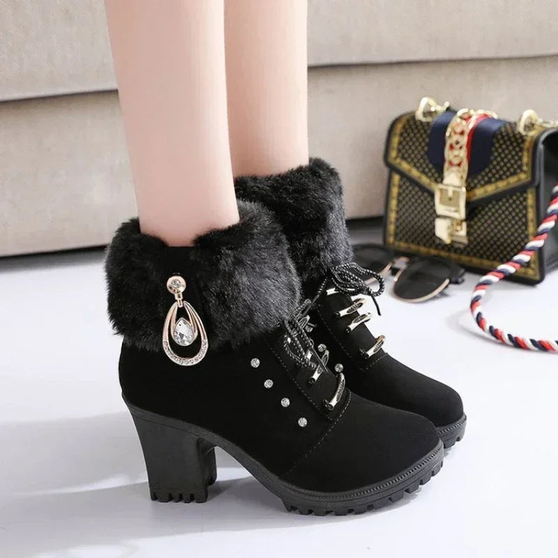 Suede Women Winter Designer Plush High Platform Ankle Boots