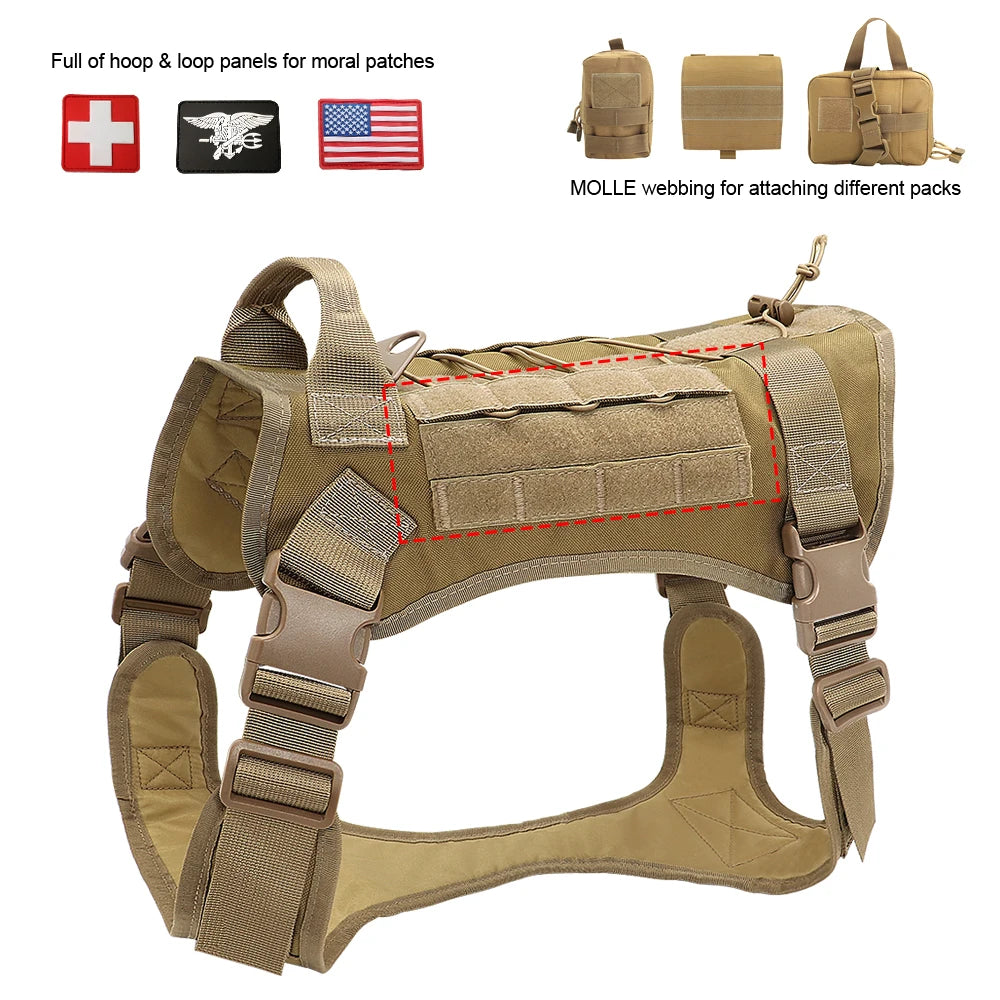 Dog Training Tactical Harnesses Working Dog Vest Bungee Leash