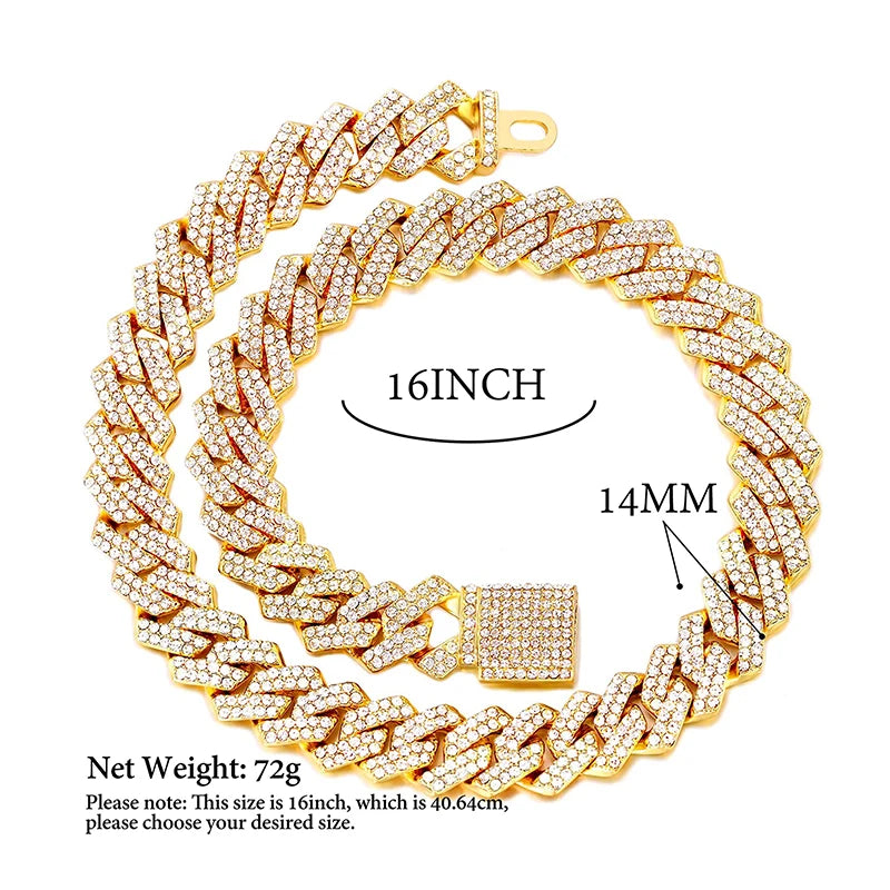 Metal Dog Chain Diamond Cuban Link with Secure Buckle Dog Collars for All Breeds Dogs Cats