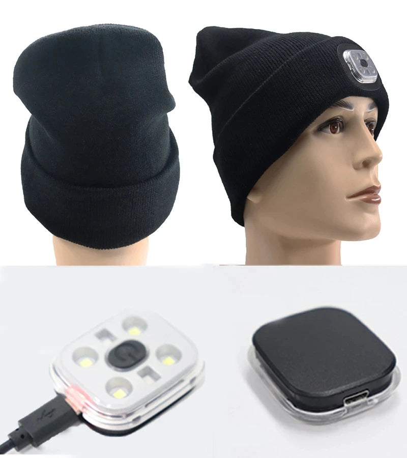 LED Lighted Beanie Cap Unisex Led Light Knitted Hat