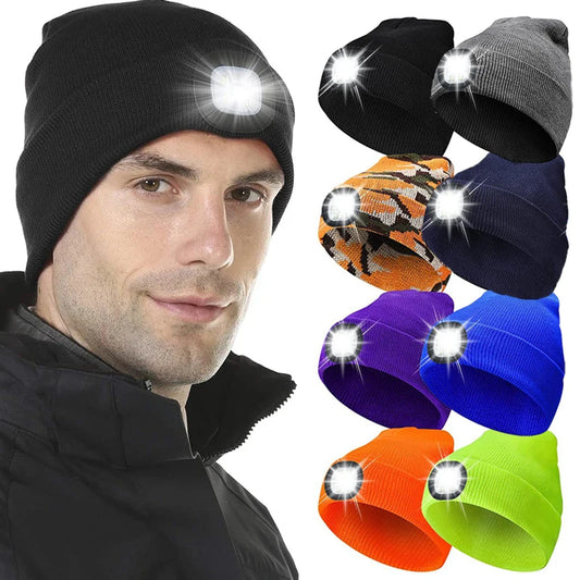 LED Lighted Beanie Cap Unisex Led Light Knitted Hat