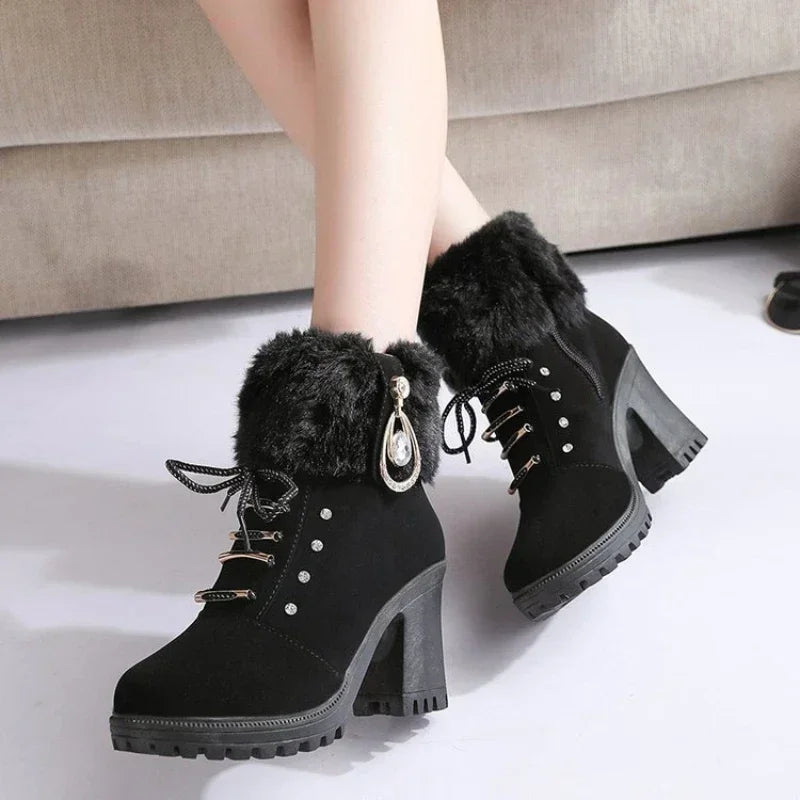 Suede Women Winter Designer Plush High Platform Ankle Boots