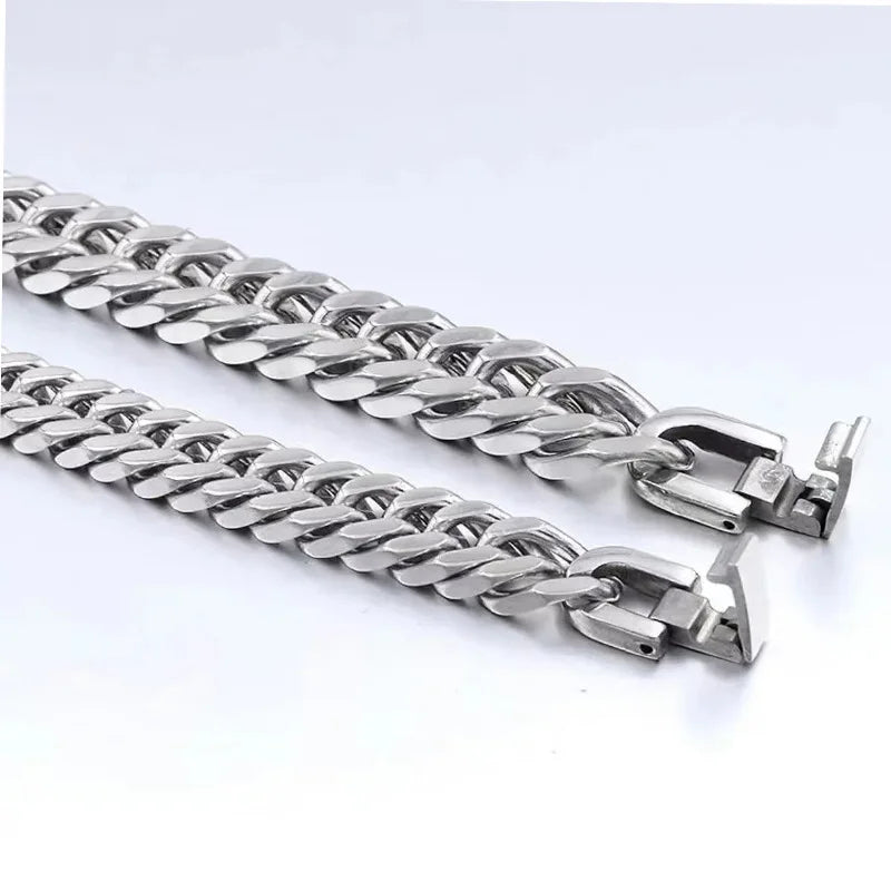 Cross border domineering titanium steel buckle bracelet