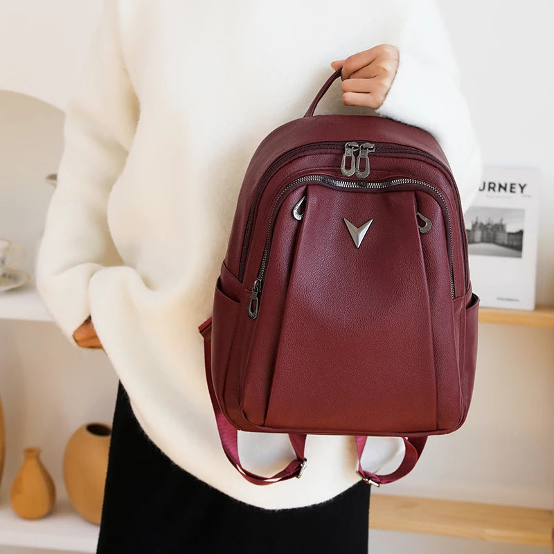 Large Capacity Women Backpack Purses High Quality Leather