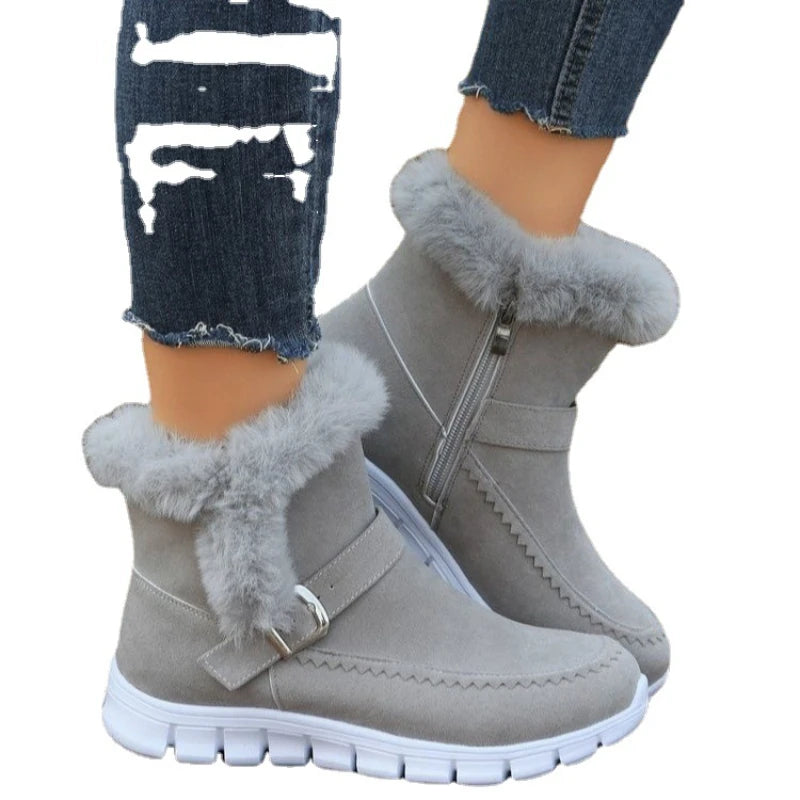 Women Warm Chelsea Snow Boots Casual Plush Suede Ankle Boot