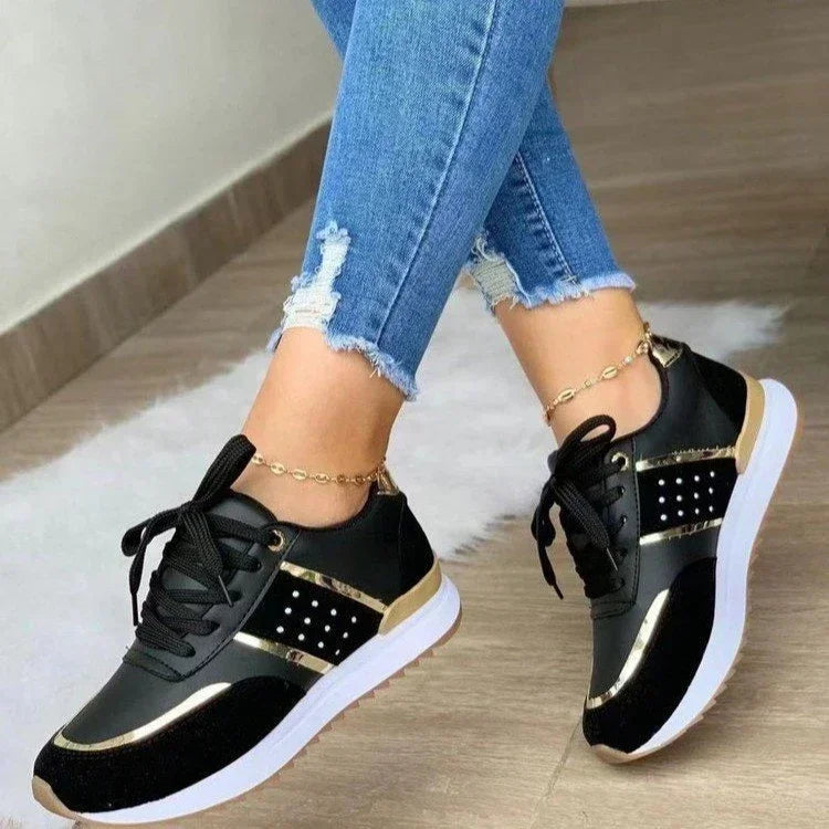 Women Wedges Sneakers Lace Up Breathable Sports Shoes