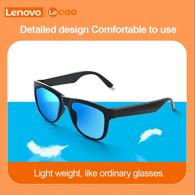 New Lenovo Lecoo C8 Glasses Earphone Wireless Bluetooth 5.0 Headphone Light Weight Sunglasses