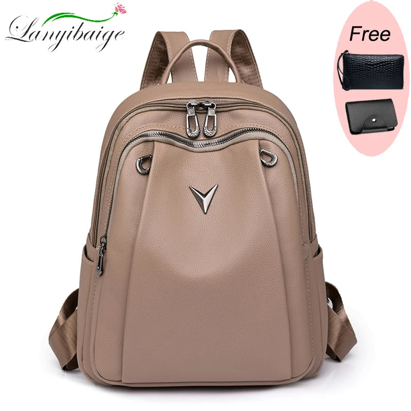 Large Capacity Women Backpack Purses High Quality Leather