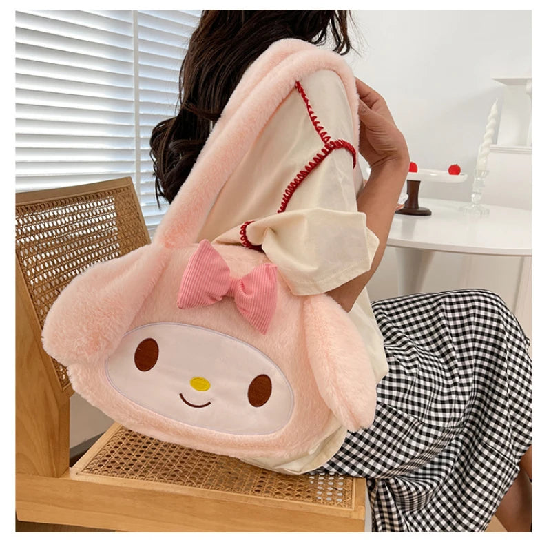 (ON SALE) Kawai Plush Cinnaroll Melody Kurumi Girl's Tote Bag