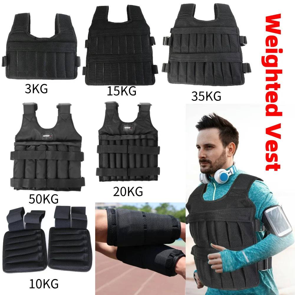 3/15/20/35/50kg Workout Weight Jacket Adjustable Weighted Exercise Vest Workout Equipment for Running Training Jogging Walking